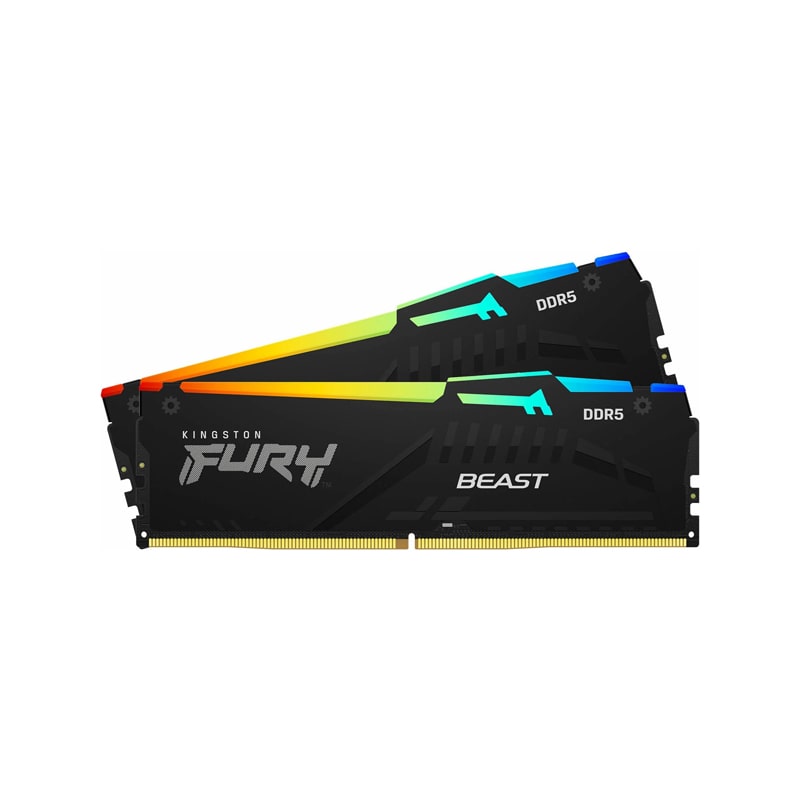 رم کینگستون Fury Beast RGB Black 64GB (2x32GB) 5600MHz DDR5 CL40 2 رم کینگستون Fury Beast RGB Black 64GB (2x32GB) 5600MHz DDR5 CL40