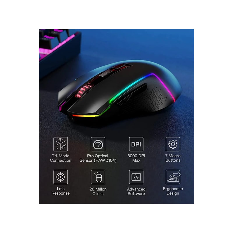 موس بی سیم گیمینگ ردراگون TRIDENT PRO M693 RGB 4 موس بی سیم گیمینگ ردراگون TRIDENT PRO M693