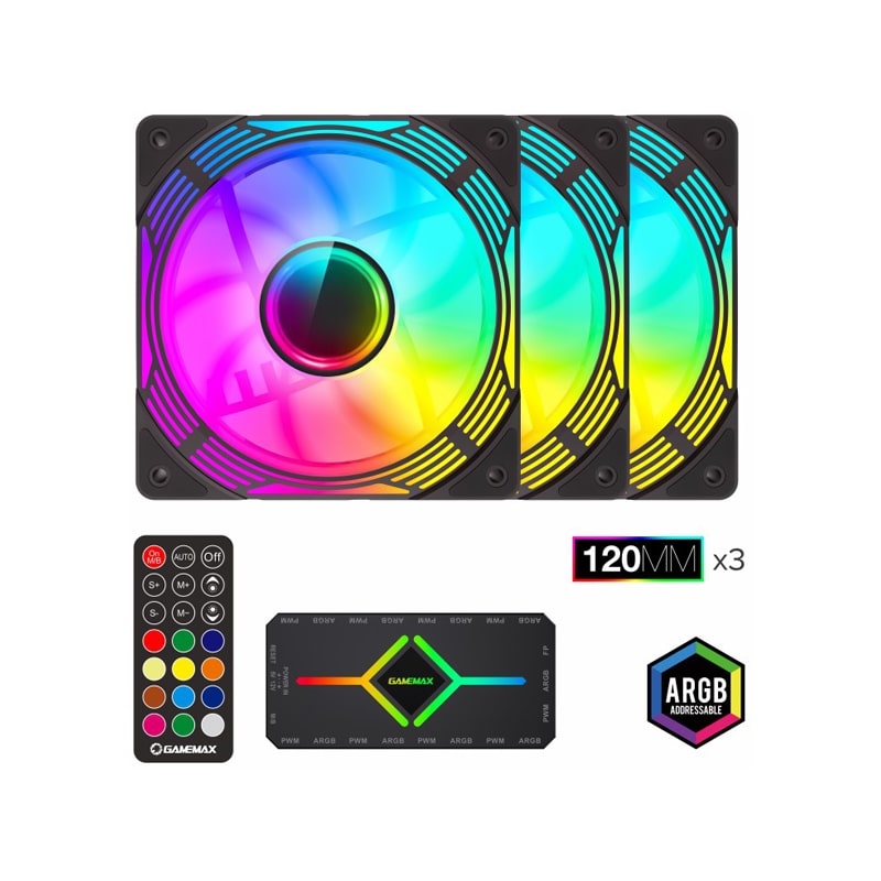 فن کیس گیم مکس مدل KF300 BK 3 فن کیس گیم مکس مدل KF300 BK