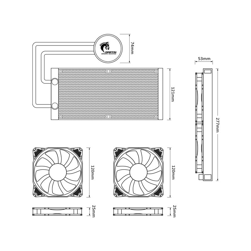 خنک کننده پردازنده گرین مدل GLC240 STREAM-ARGB 11 خنک کننده پردازنده گرین مدل GLC240 STREAM-ARGB