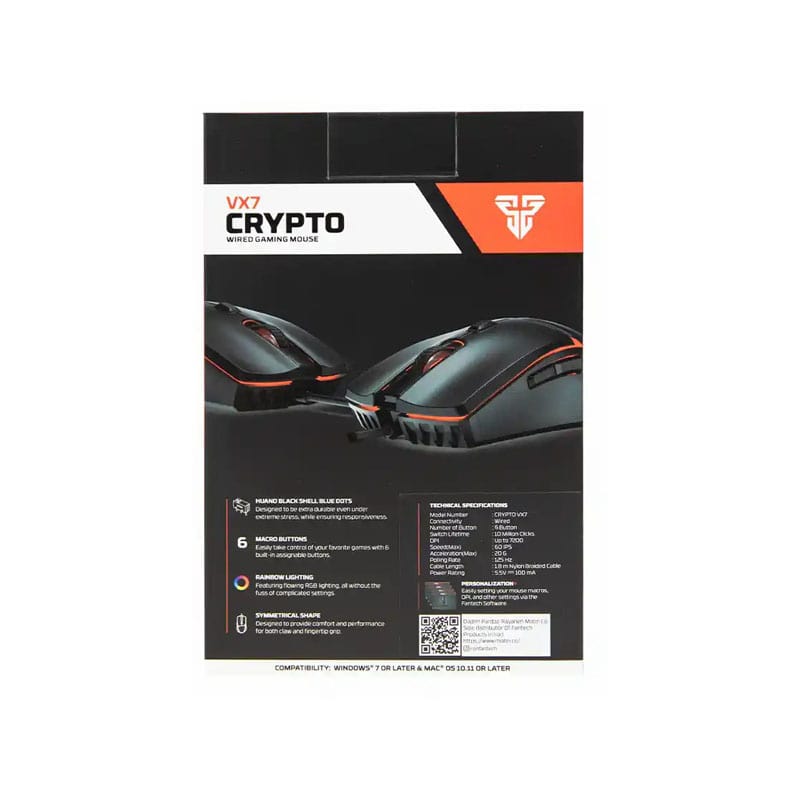 موس گیمینگ فنتک مدل CRYPTO VX7 6 موس گیمینگ فنتک مدل CRYPTO VX7