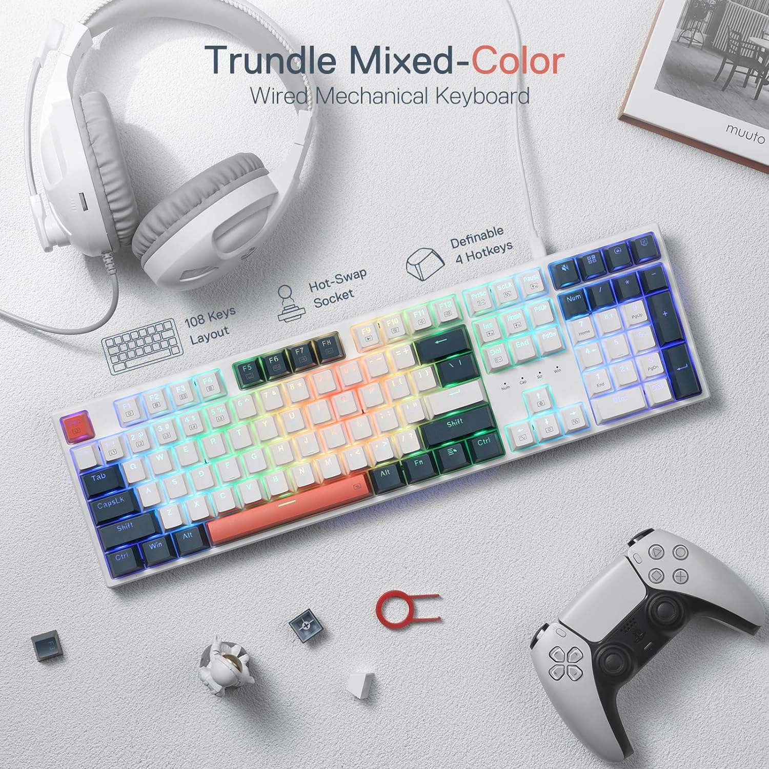 کیبورد گیمینگ Redragon Trundle K668 WBO RGB