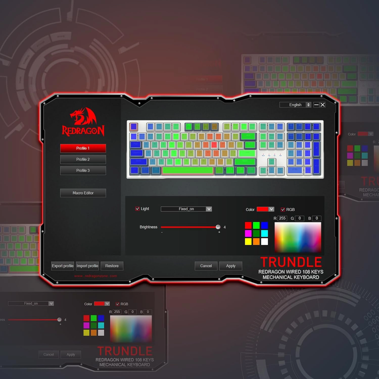 کیبورد گیمینگ Redragon Trundle K668 WBO RGB