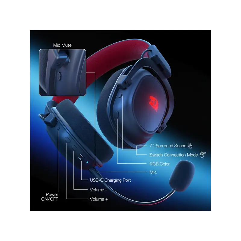 هدست گیمینگ ردراگون ZEUS H510 PRO 6 هدست گیمینگ Redragon ZEUS H510 PRO