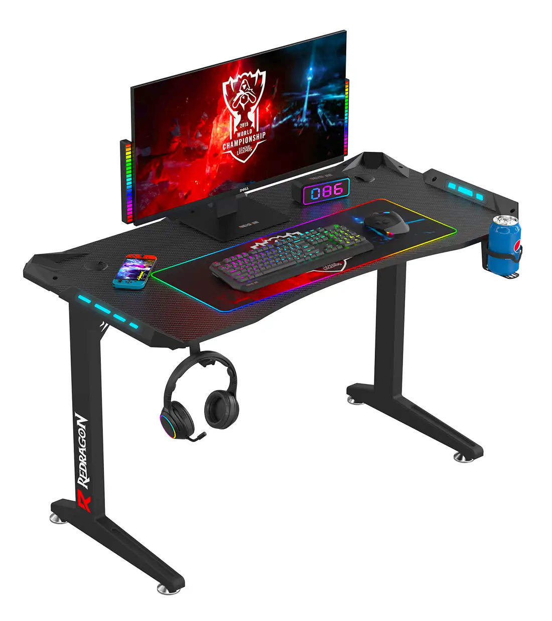 میز گیمینگ ردراگون GD-3101BK 140cm LED 9 میز گیمینگ ردراگون GD-3101BK 140cm LED