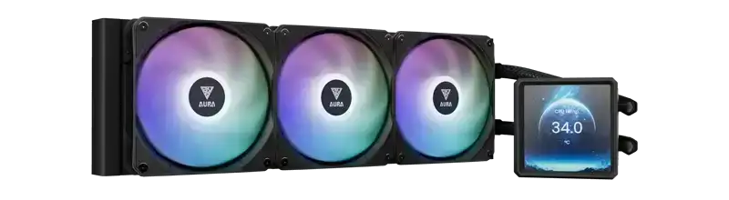 خنک کننده مایع گیم دیاس AURA GL360 LCD ARGB 25 AURA GL360 LCD ARGB