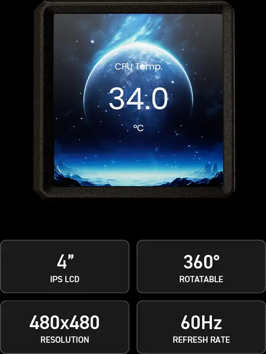 خنک کننده مایع گیم دیاس AURA GL360 LCD ARGB 26 AURA GL360 LCD ARGB