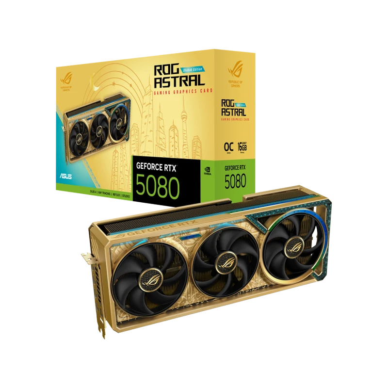 کارت گرافیک ایسوس ROG Astral RTX 5080 Dhahab CORE OC 16G 1 ROG Astral RTX 5080 Dhahab CORE OC 16G