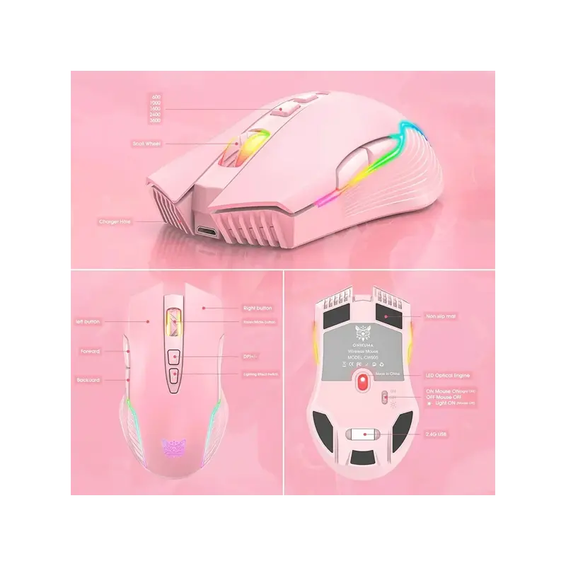 موس بی سیم گیمینگ اونیکوما CW905 PINK 2 CW905